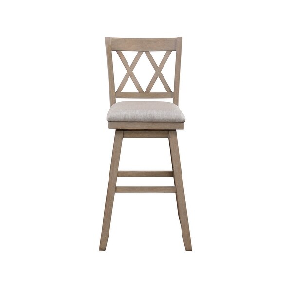 Wooden Linen Swivel Bar Counter Stool