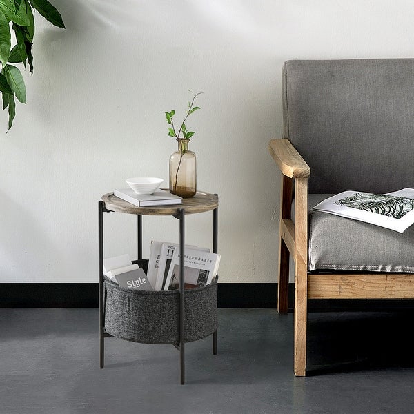 JASIWAY Modern Accent End Table with Storage Basket