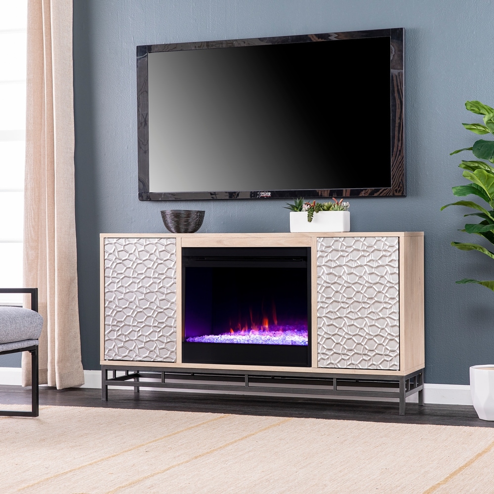 SEI Furniture Ausborne Electric Fireplace w/ Media Storage   Natural