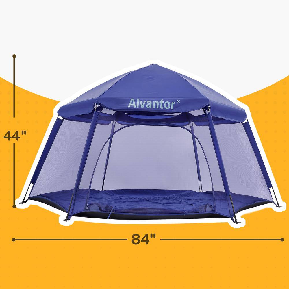 Alvantor 84 in. x 84 in. x 44 in. Navy Pop Up Portable Play Yard Canopy Tent Kids Playpen Fully Enclosed Mesh Top No Waterproof 8053