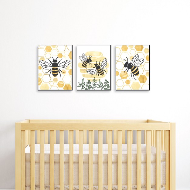 Big Dot Of Happiness Little Bumblebee Bee Nursery Wall Art And Kitchen Decor 7 5 X 10 Inches Set Of 3 Prints