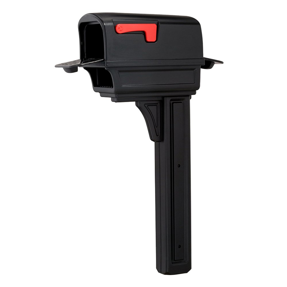 Gibraltar Mailboxes Gentry All-in-One， Large， Plastic， Mailbox and Post Combo， Black， GGC1B0000