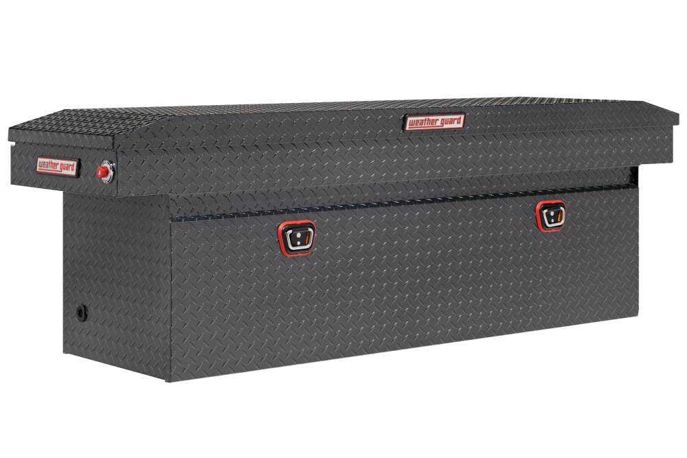 Weather Guard Saddle Truck Tool Box Aluminum Full Deep Gunmetal Gray