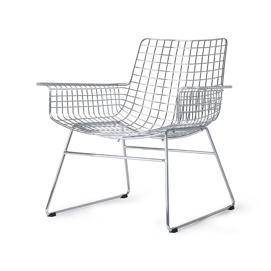 Metal wire lounge chair - chrome