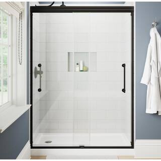 Delta Ashmore 60 in. W x 74-38 in. H Sliding Frameless Shower Door in Matte Black with 516 in. (8 mm) Clear Glass SD5758422