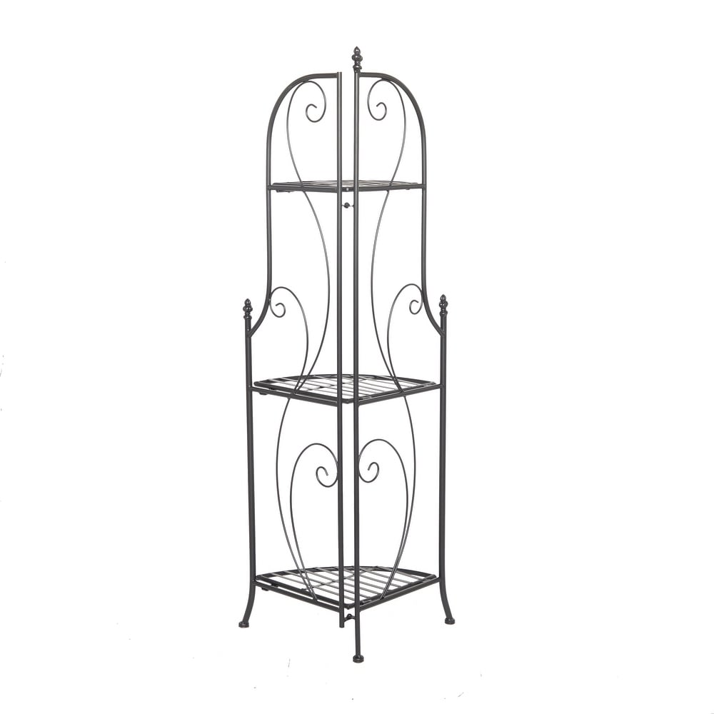 Black Iron Contemporary Bakers Rack   17 x 11 x 46