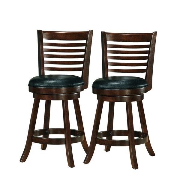 CorLiving Counter Barstool with Black Bonded Leather Seat (Set of 2)