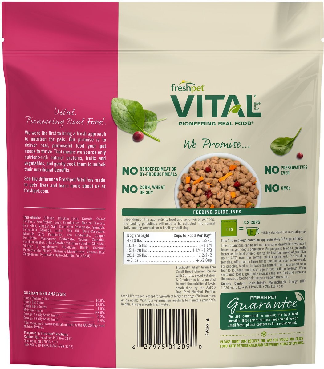 Freshpet Vital Chicken Recipe Grain-Free Small Breed Fresh Dog Food