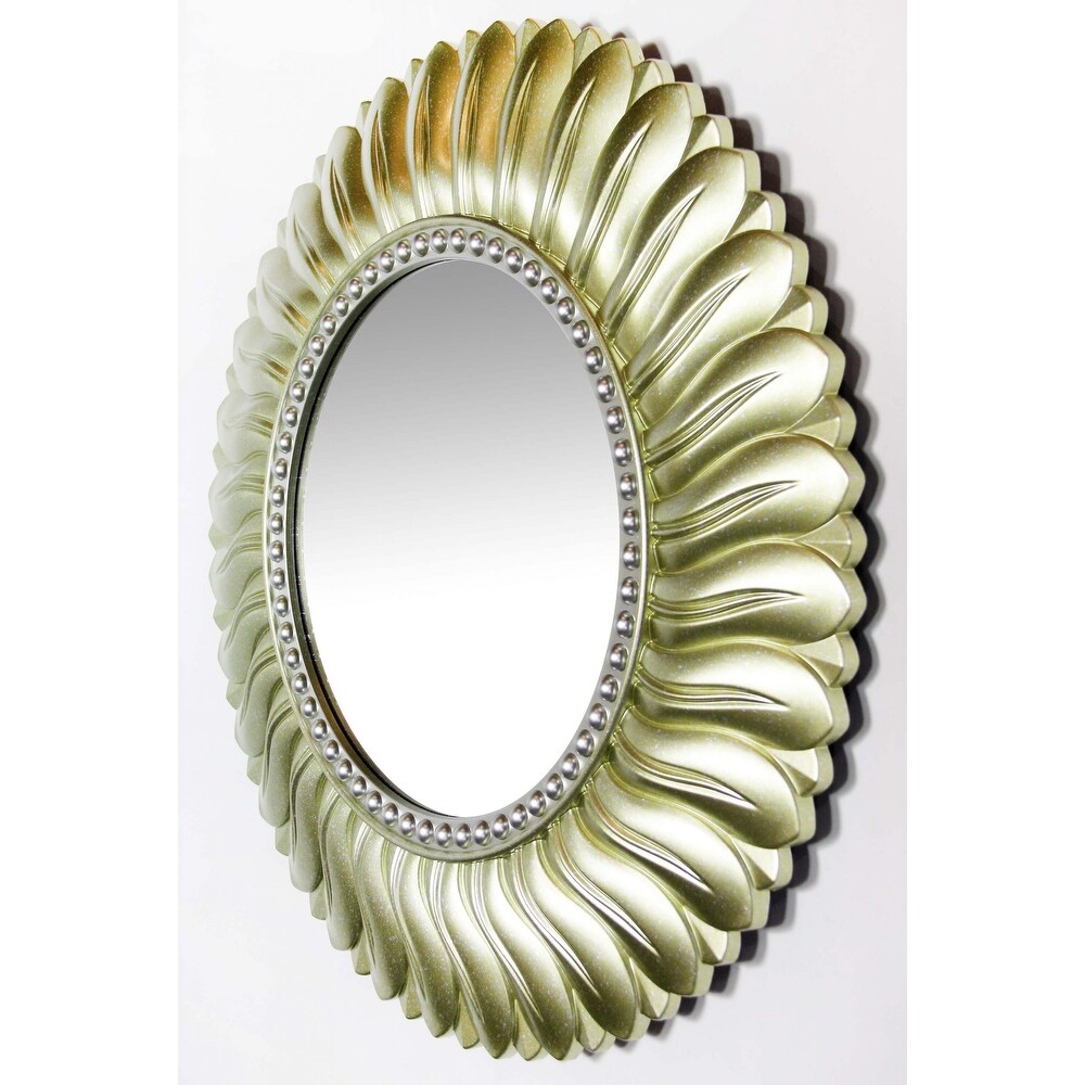 Marseille 22 inch Decorative Round Traditional Wall Mirror   Gold   21.5 x 2 x 21.5