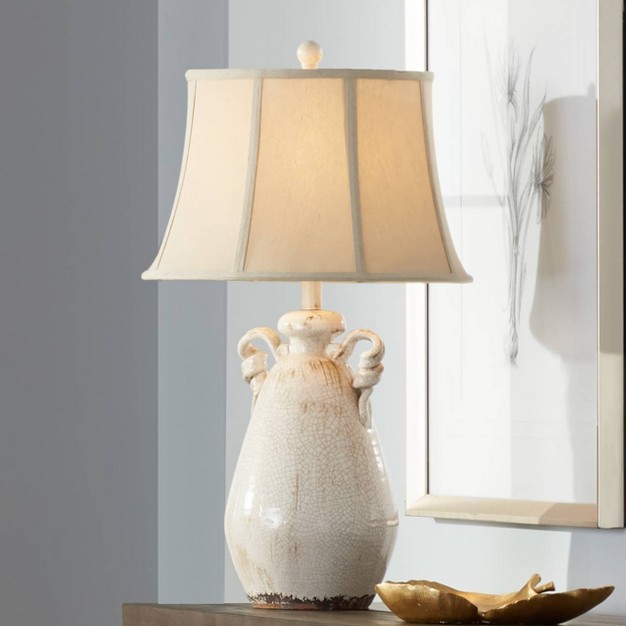 Tall Ivory Ceramic Milk Jar Crackle Beige Bell Shade For Bedroom Living Room Bedside Office