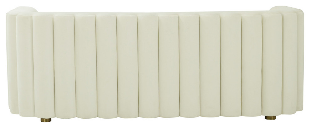 Callie Cream Velvet Sofa   Cream   Contemporary   Sofas   by HedgeApple  Houzz