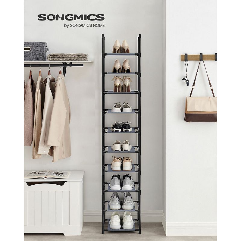 10-Tier Shoe Shelf， Shoe Storage Organizer， Space-Saving， Metal Frame