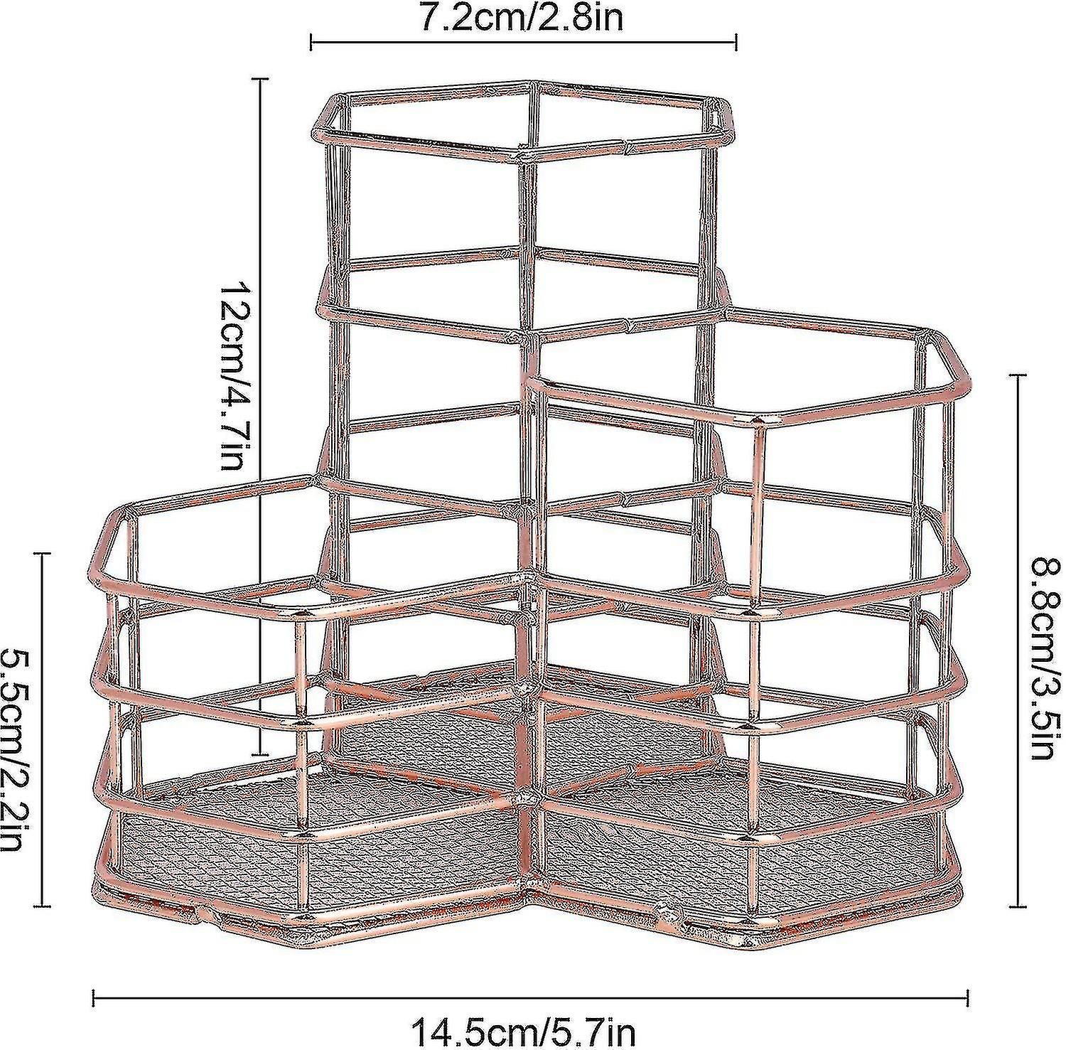 Metal Pencil Holder Multifunction Makeup Brush Storage Pot Hexagon Pen Holder Stationery Organizers