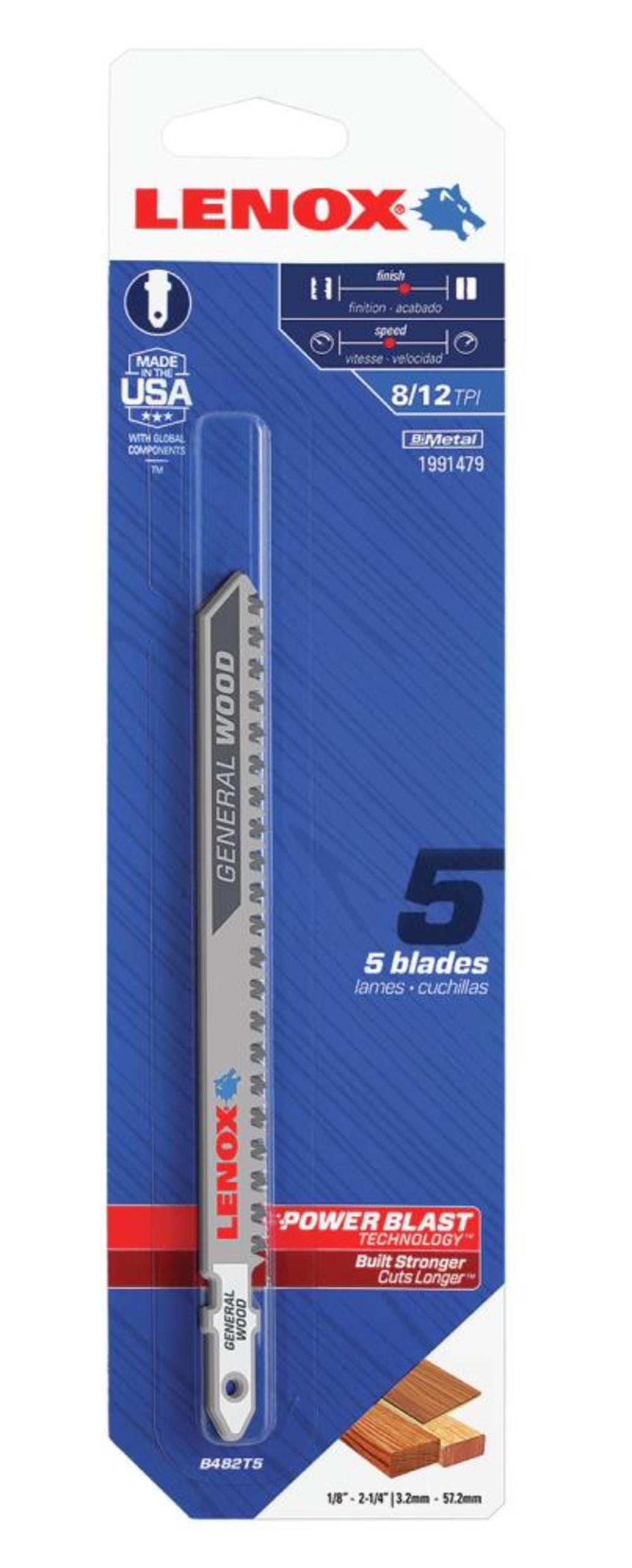 LENOX 4 1/2 T shank Jigsaw Blade 5pk ;