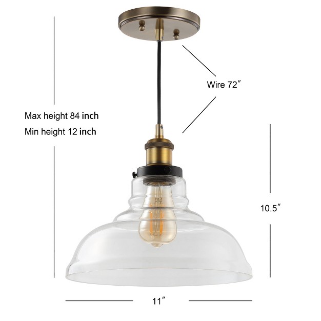 Metal glass Litchfield Farmhouse Pendant includes Energy Efficient Light Bulb Brass Jonathan Y