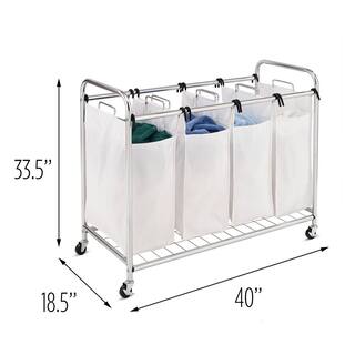 Honey-Can-Do WhiteChrome Steel and Poly-cotton 4-Compartment Laundry Sorter SRT-09453