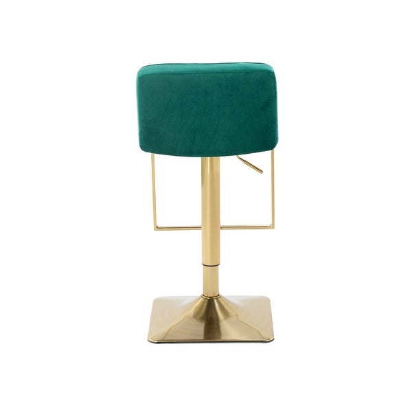 31.89 in. Adjustable Height Metal Frame Bar Stool with Velvet Seat