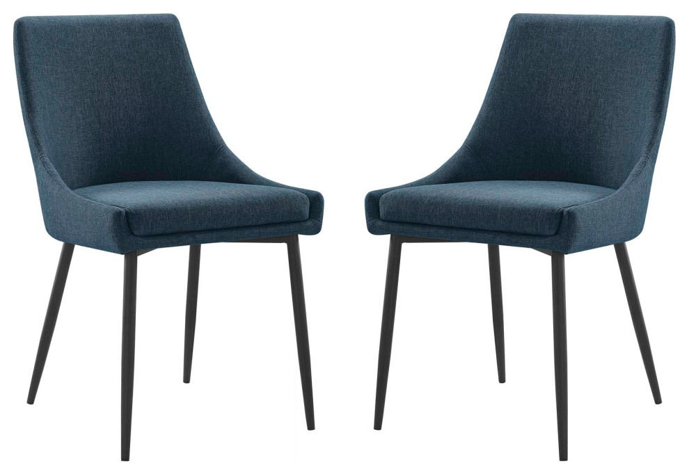 Side Dining Chair  Set of 2  Fabric  Metal  Navy Blue Black  Modern  Cafe Bistro   Midcentury   Dining Chairs   by House Bound  Houzz