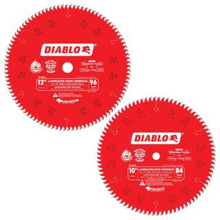 DIABLO 10 in. x 84-Tooth and 12 in. x 96-Tooth LaminateAluminumPlastics Circular Saw Blades (2-Blades) D10841296L2GS