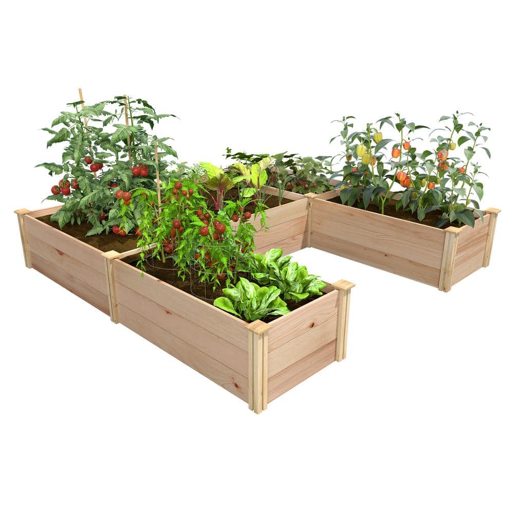 Greenes Fence 8 ft. x 8 ft. x 16.5 in. Premium Cedar U-Shaped Raised Garden Bed RCUSB