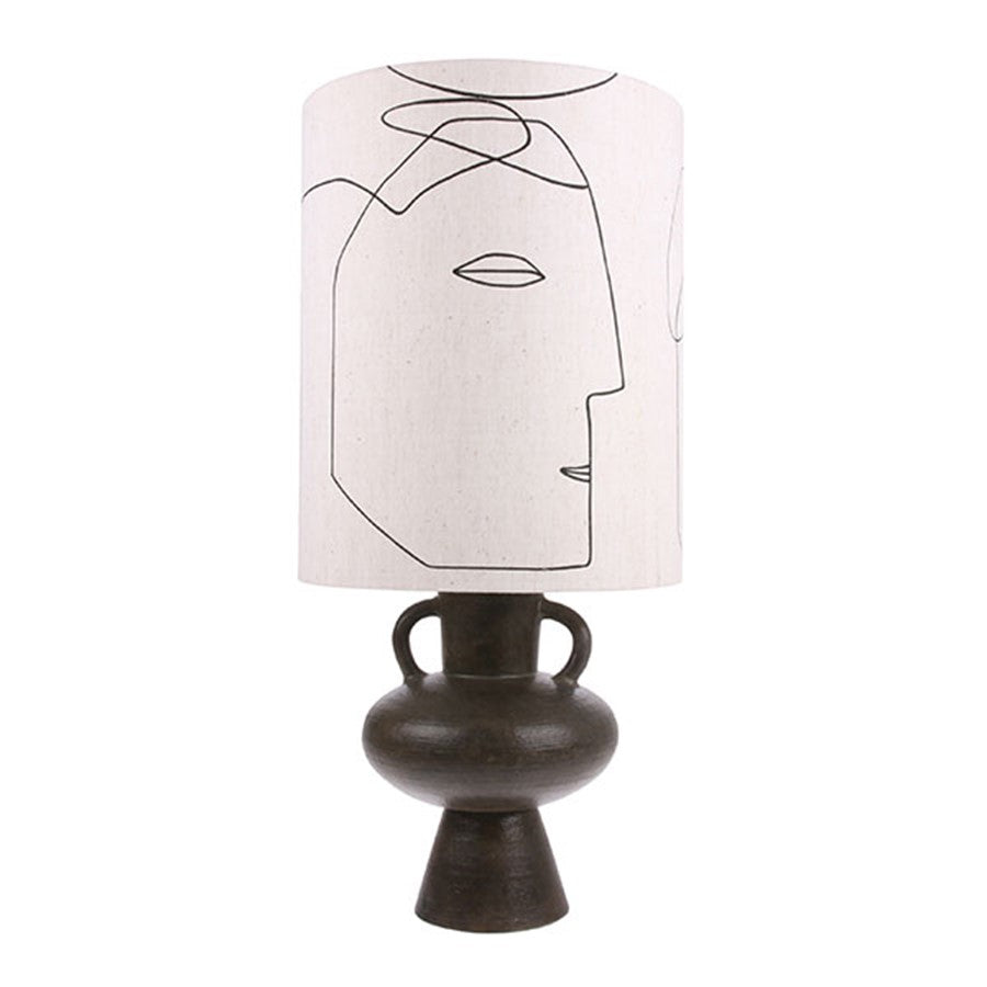 Printed faces table lamp - charcoal base