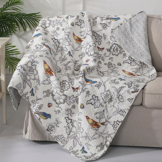 Mockingbird Toile Quilted Throw Levtex Home