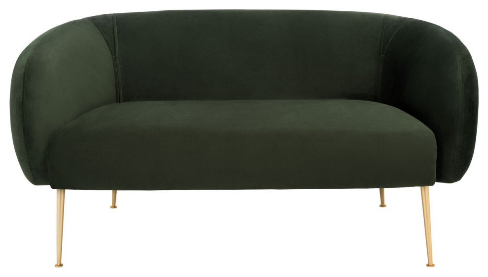 Patricia Poly Blend Loveseat Forest Green/Gold   Midcentury   Loveseats   by AED Luxury Home Decor  Houzz