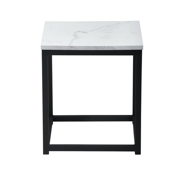 Faux Marble Square End Table/Side Table/Night Stand with Metal Frame Box