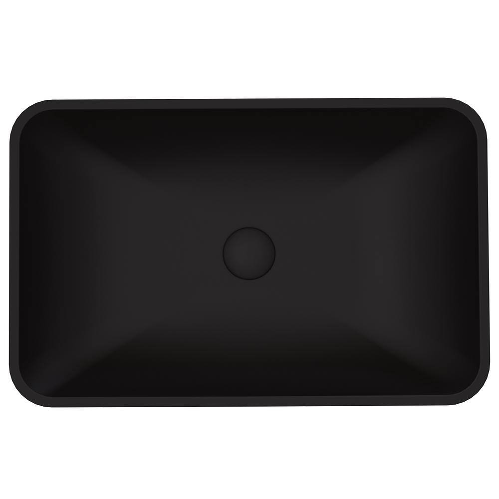 VIGO Hadyn Modern Black Matte Shell Glass 22 in. L x 14 in. W x 4 in. H Rectangular Vessel Bathroom Sink VG07112