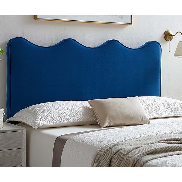 Monrovia Blue Velvet Upholstered Twin Size Headboard - - 34023697