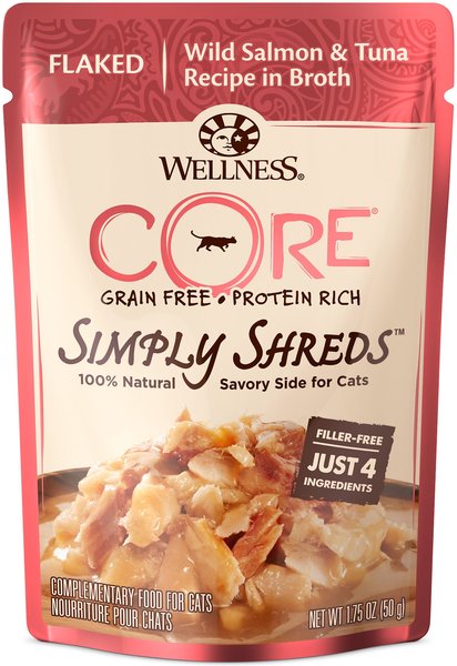 Wellness CORE Simply Shreds Grain-Free Wild Salmon and Tuna Wet Cat Food Topper