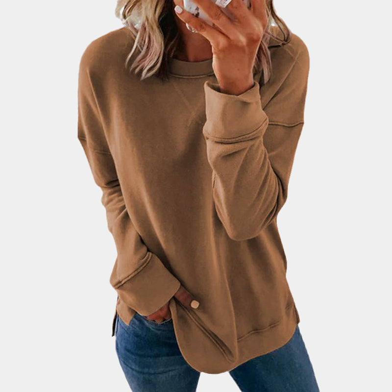 Loose Solid Color Long Sleeve T-shirt