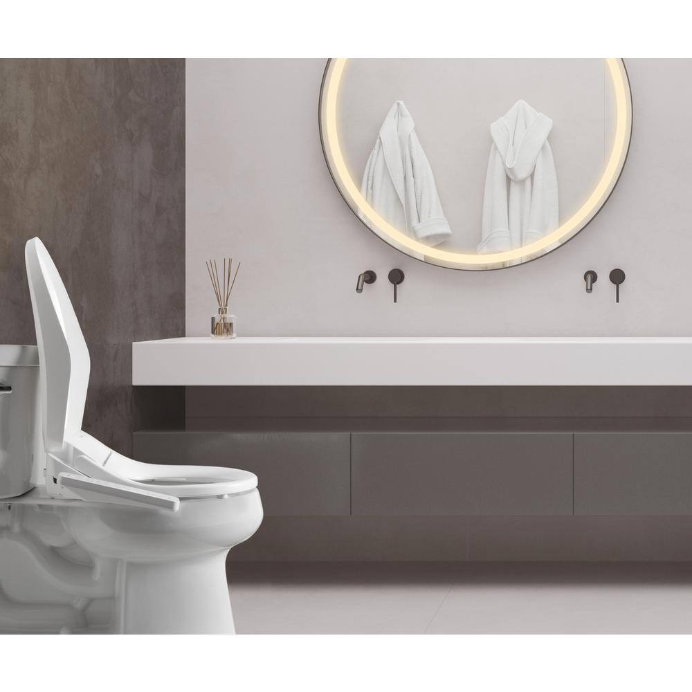 Hulife Electric Bidet Seat for Elongated Toilet with Unlimited Heated Water Heated Seat Dryer Control Panel in White HLB-3000EC