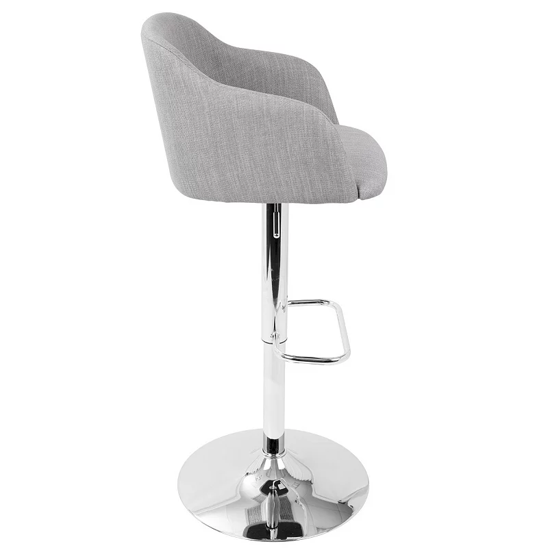 42 Light Gray Fabric Adjustable Swivel indoor Bar Stool