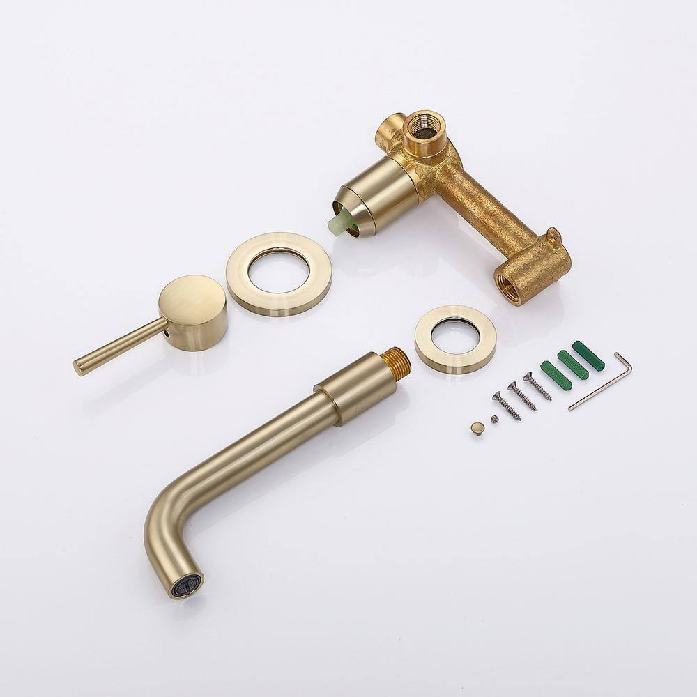 Flynama Wall-Mount Single-Handle Bathroom Faucet in Brushed Gold RB-QY-02YG