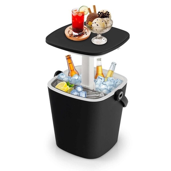 Costway 4 Gallon Portable Cooler Bar Table with Handle Bottle Opener and