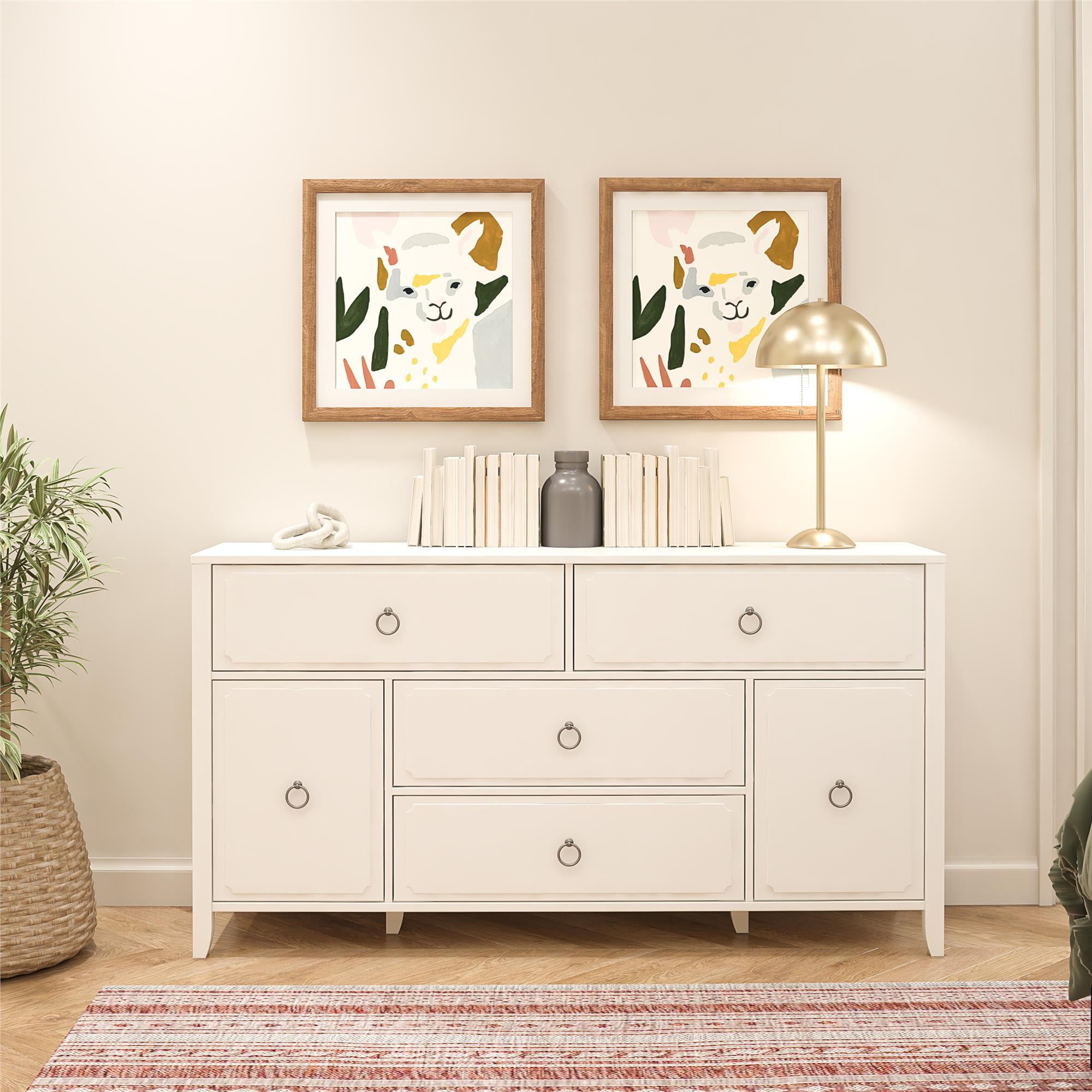 Novogratz Her Majesty 4 Drawer/2 Door Wide Dresser, Soft White