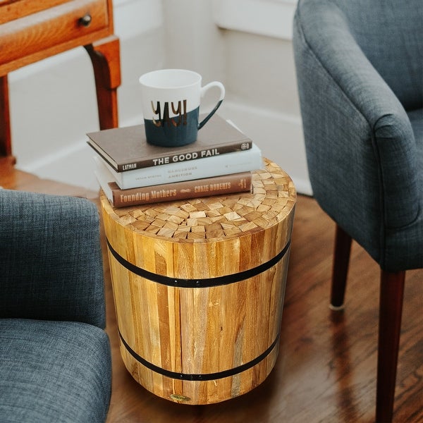 Chic Teak Rustic Teak Wood Hanover Stool/Side Table