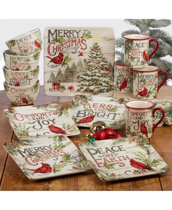 Certified International Evergreen Christmas 4 Piece Dinner Plate