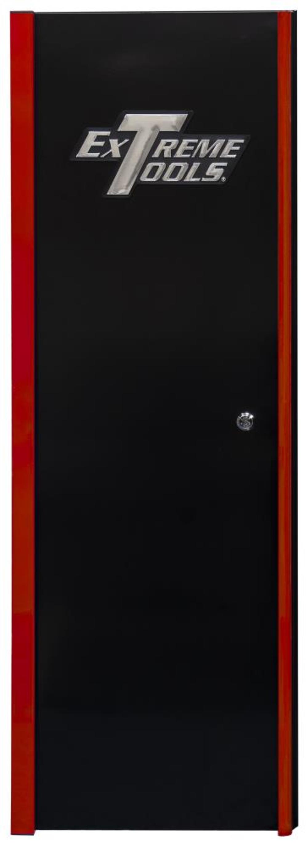 DX Series 19 x 21 Deep Side Locker with 4 Shelves Black with Red Handle ;