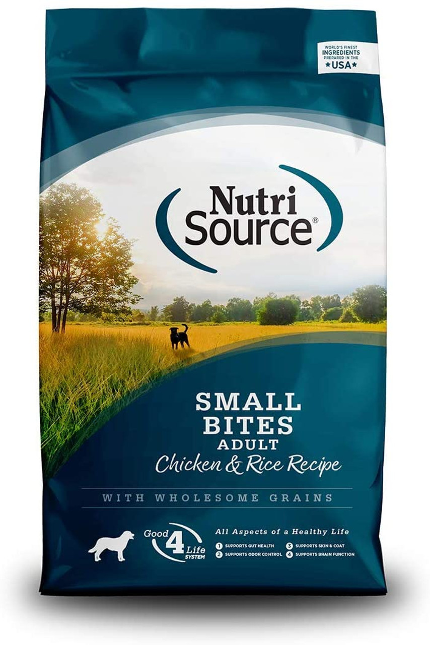 NutriSource Adult Chicken and Rice Small Bites Dry Dog Food， 5 Lbs.