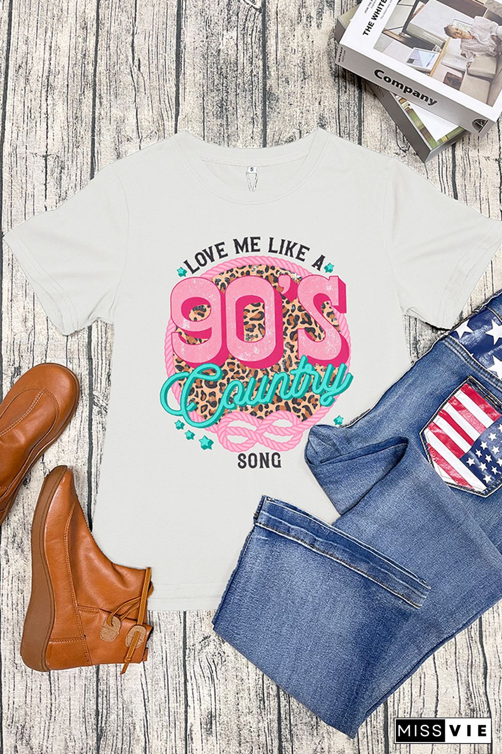 Love Me Like A 90's Country Song Short Sleeve Graphic Tee Wholesale