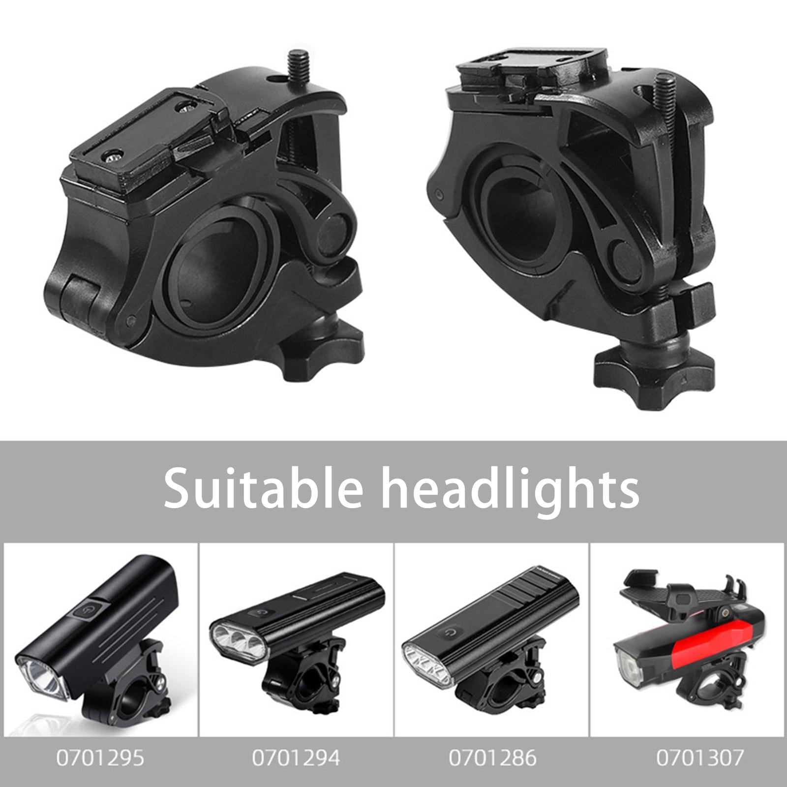 360 degree Light Holder Bike Headlight Bracket Mount Clamp Lightweight Front for LED Flashlight ， Mountain Bike Part， Cycling Accessory