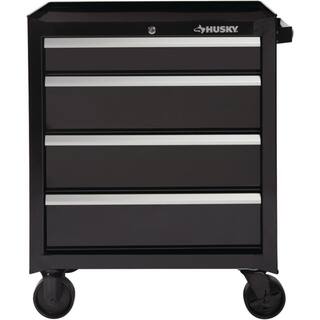 Husky 26.5 in. W x 18 in. D Standard Duty 4-Drawer Rolling Tool Cabinet in Gloss Black HKST98066BK