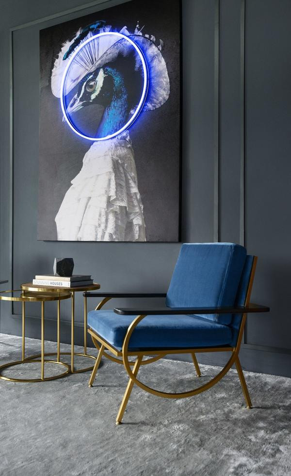 Kellan Chair Vana Blue Velvet   Modern   Armchairs And Accent Chairs   by Virgil Stanis Design  Houzz