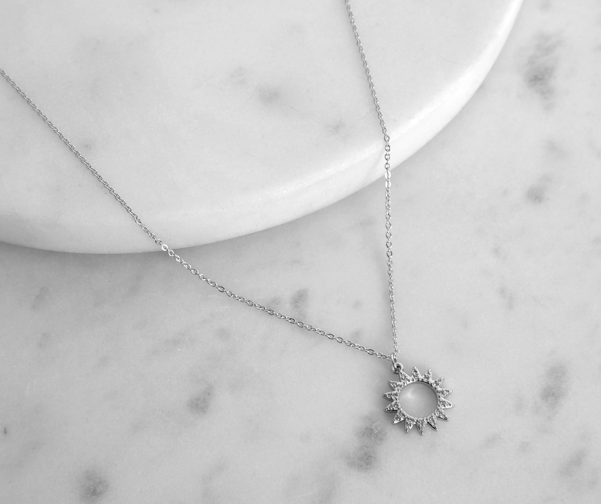 Let The Sun Shine Through Dainty Silver Necklace