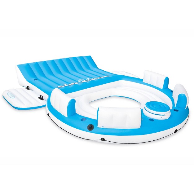 Intex 56299ep 145 X 125 X 20 Inch Splash N Chill Inflatable Lake And Pool Relaxation Island Lounger Seat For Up To 7 Adults Blue And White