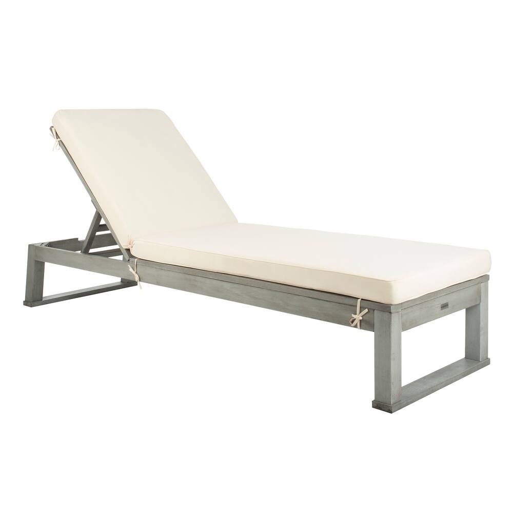 SAFAVIEH Outdoor Living Solano Sunlounger  Grey / White   24.8\