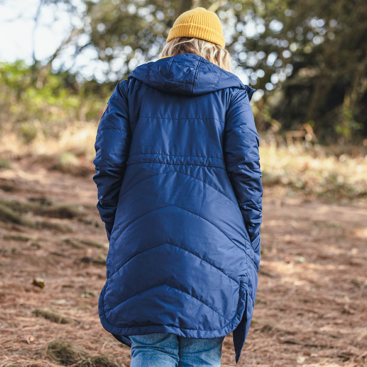 Flora Long Recycled Insulated Jacket - Rich Navy