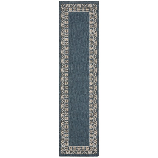 Landry Border Patio Rug Blue gray